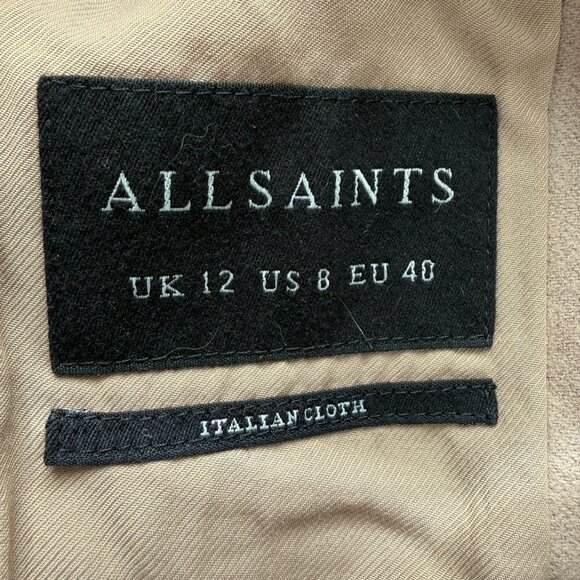 ALL SAINTS Lyla Camel Tan Wool Blend Coat Sz 8 - Picture 13 of 15